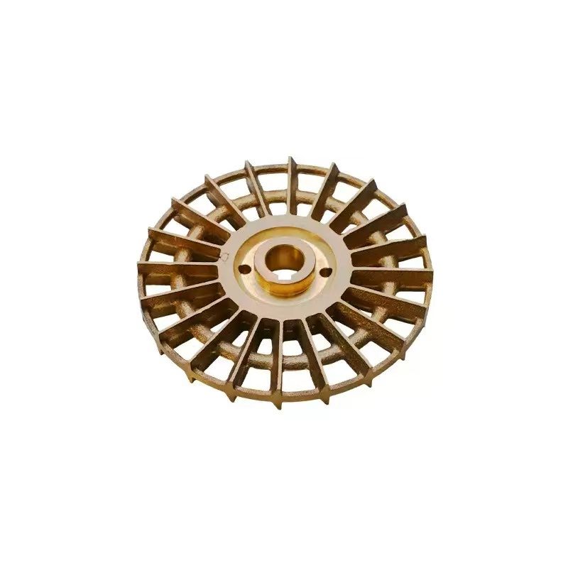 Custom brass CNC machined centrifugal pump impeller with curved volute fins for water handling OEM program