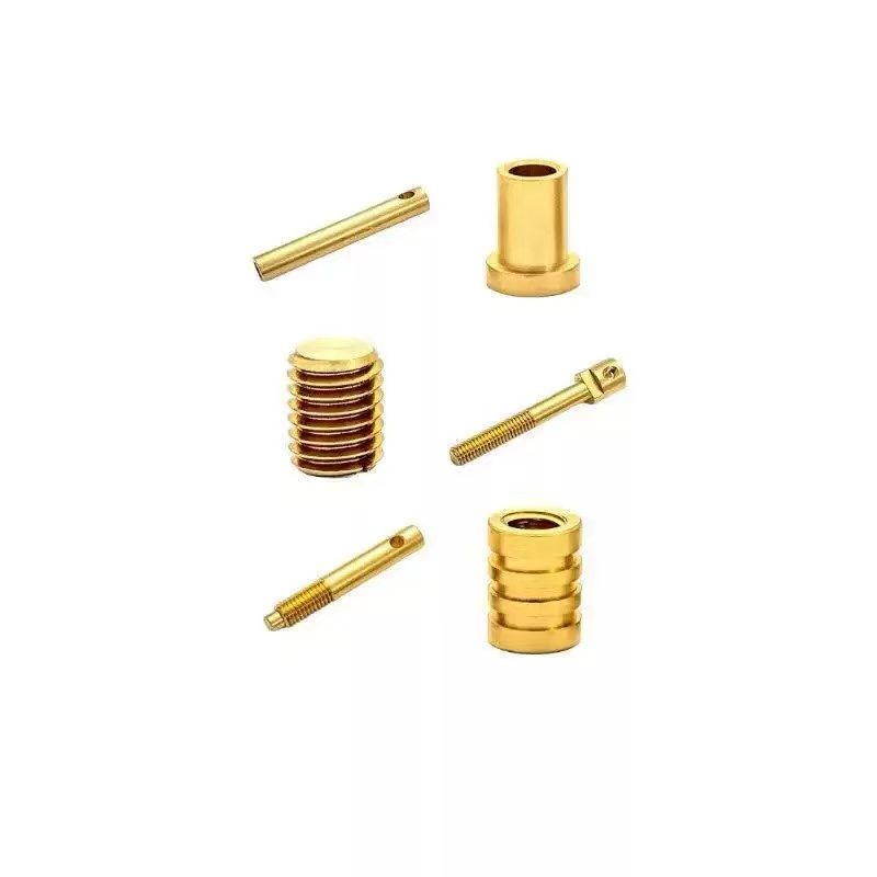 Custom brass CNC turned shafts, bushings, threaded fittings and ribbed cylinders for OEM components