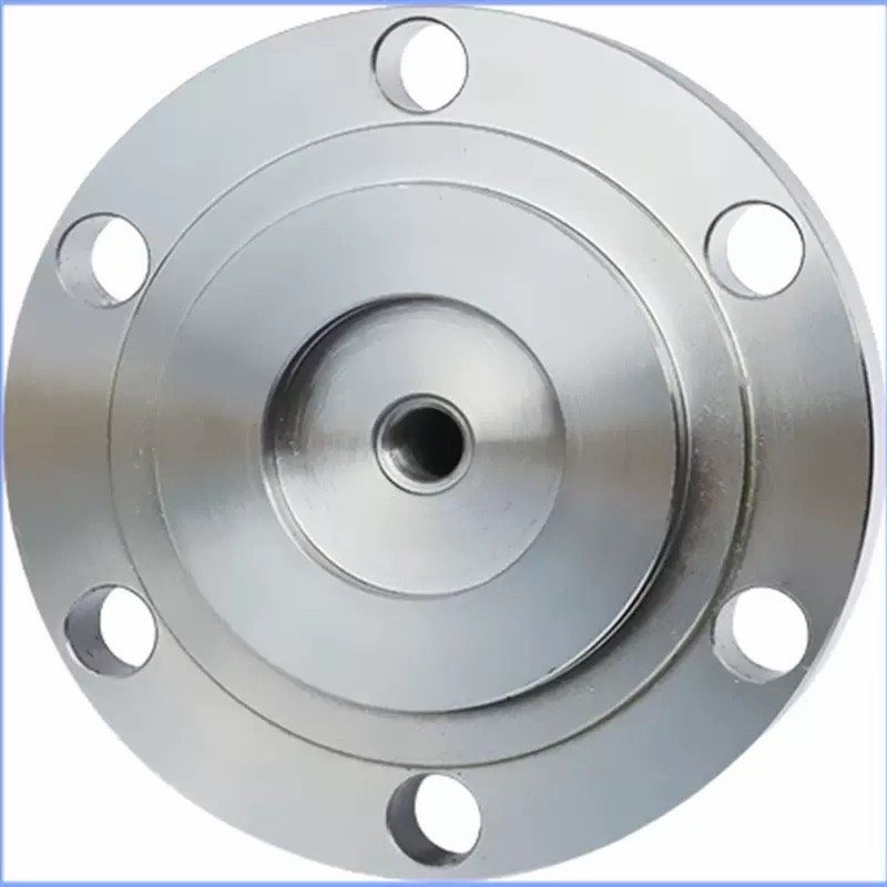 Precision CNC milled stainless steel flange with bolt circle mounting holes