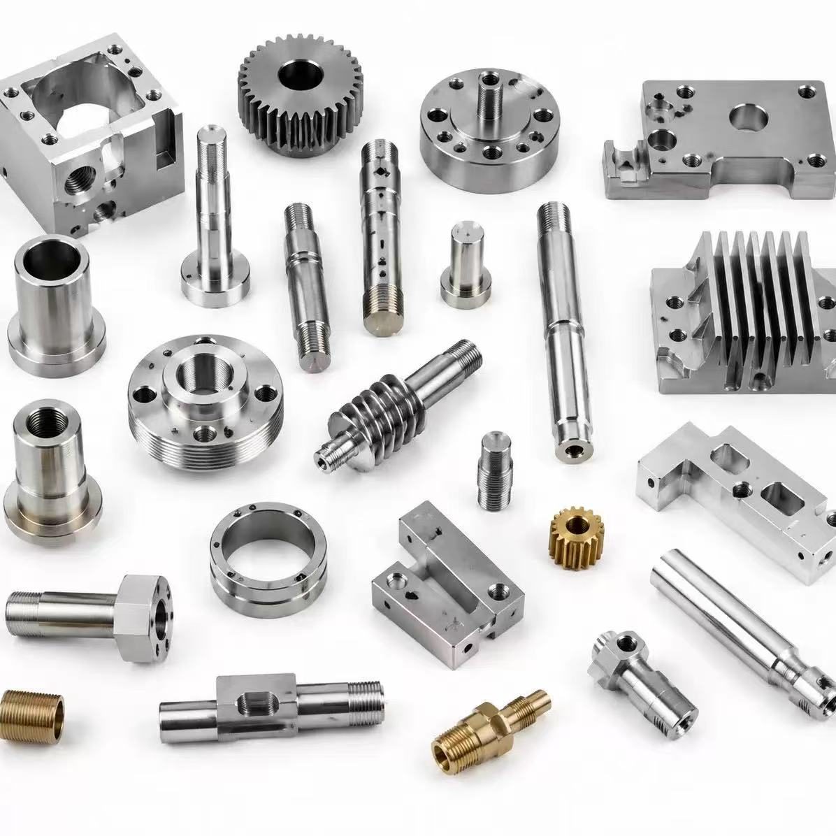 Stainless steel CNC turned parts mix — shafts, sleeves, threaded components and fittings for OEM programs